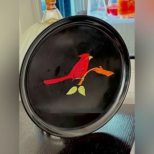Vintage | Couroc | Cardinal Serving Tray | Collectible Plate | Round Platter
